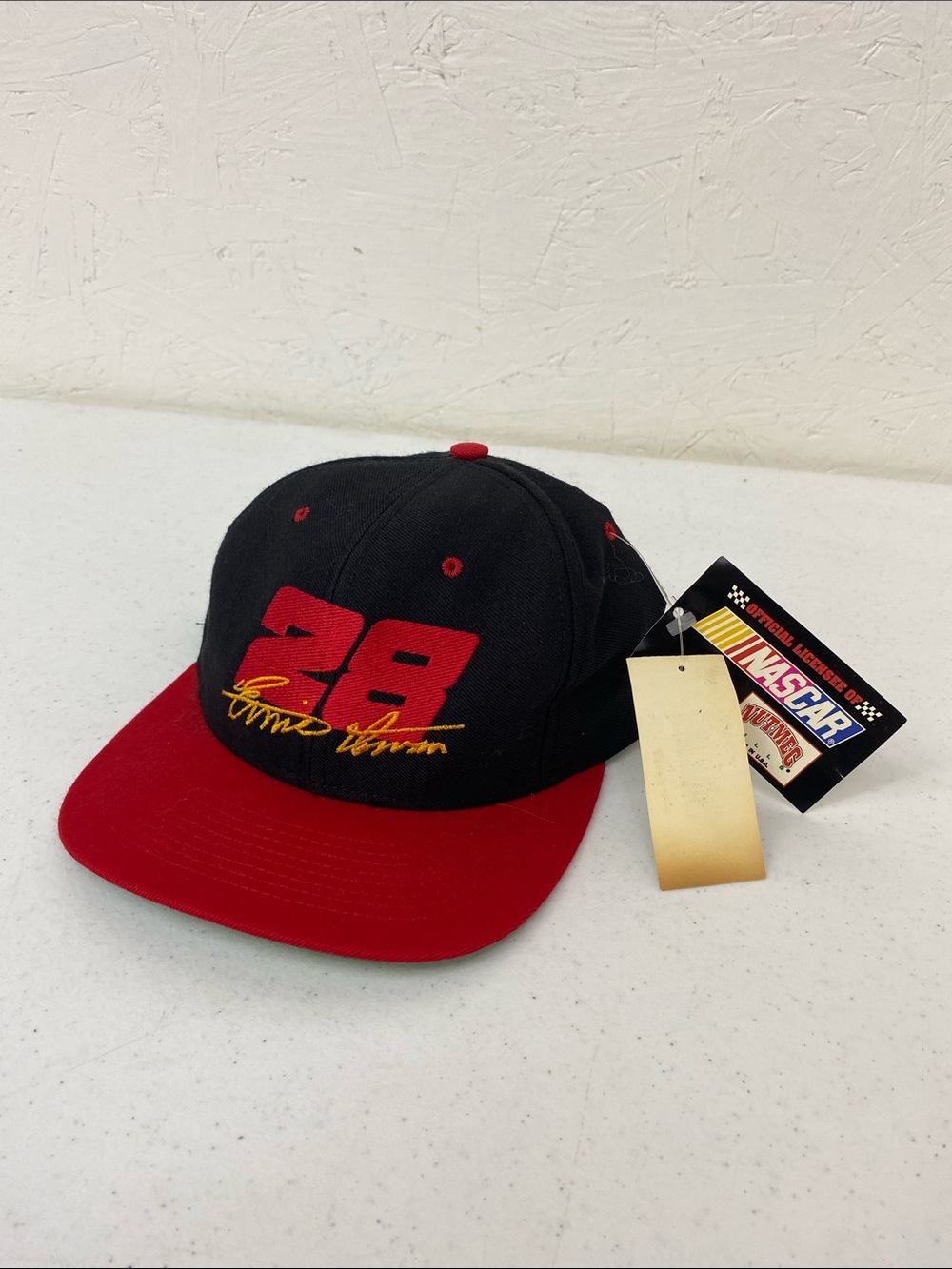 #28 Black & Red NASCAR Snapback Hat vintage nutmeg mills